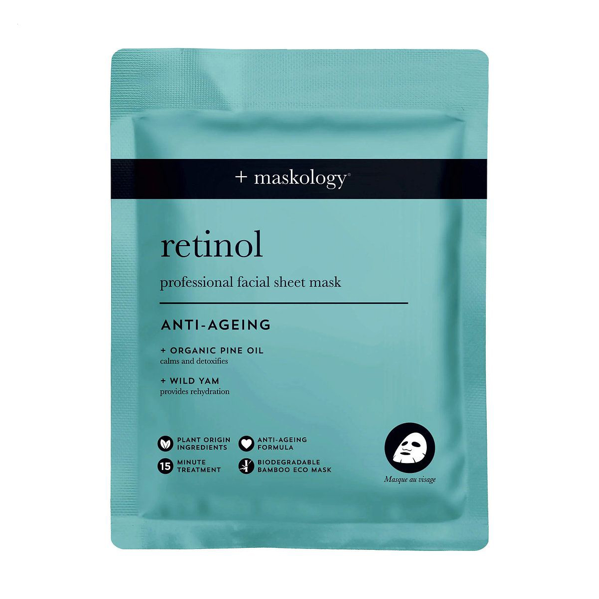Антивікова тканинна маска для обличчя Hive +Maskology Retinol Anti-Aging Professional Facial Sheet Mask з ретинолом, 22 мл