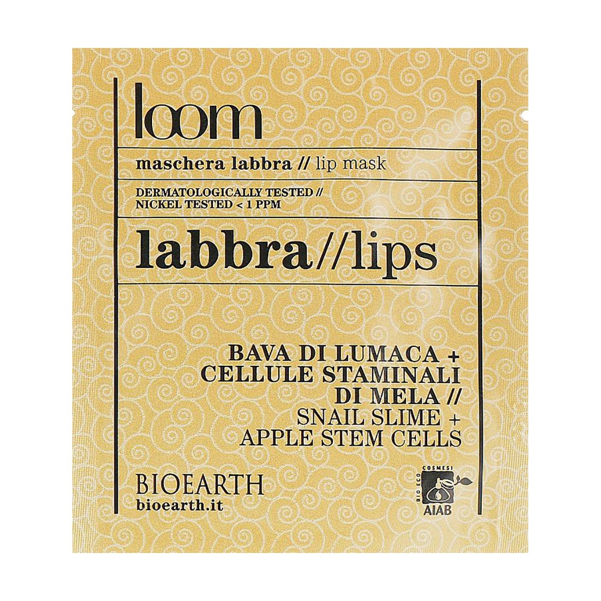 Уцінка! Тканинна маска для губ Bioearth Loom Lip Mask з екстрактом слизу равлика та стовбуровими клітинами яблука, 3 мл